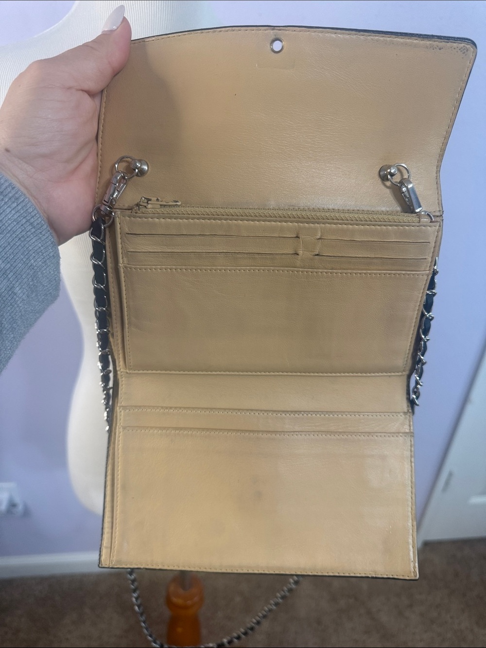 Vintage Chanel Women Black CC Flap Wallet on Chain - Picture 6 of 14